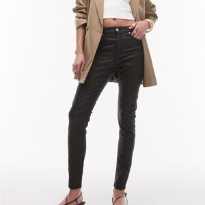 Topshop Jamie High Rise Skinny Jeans in Coated Black, Tall 30